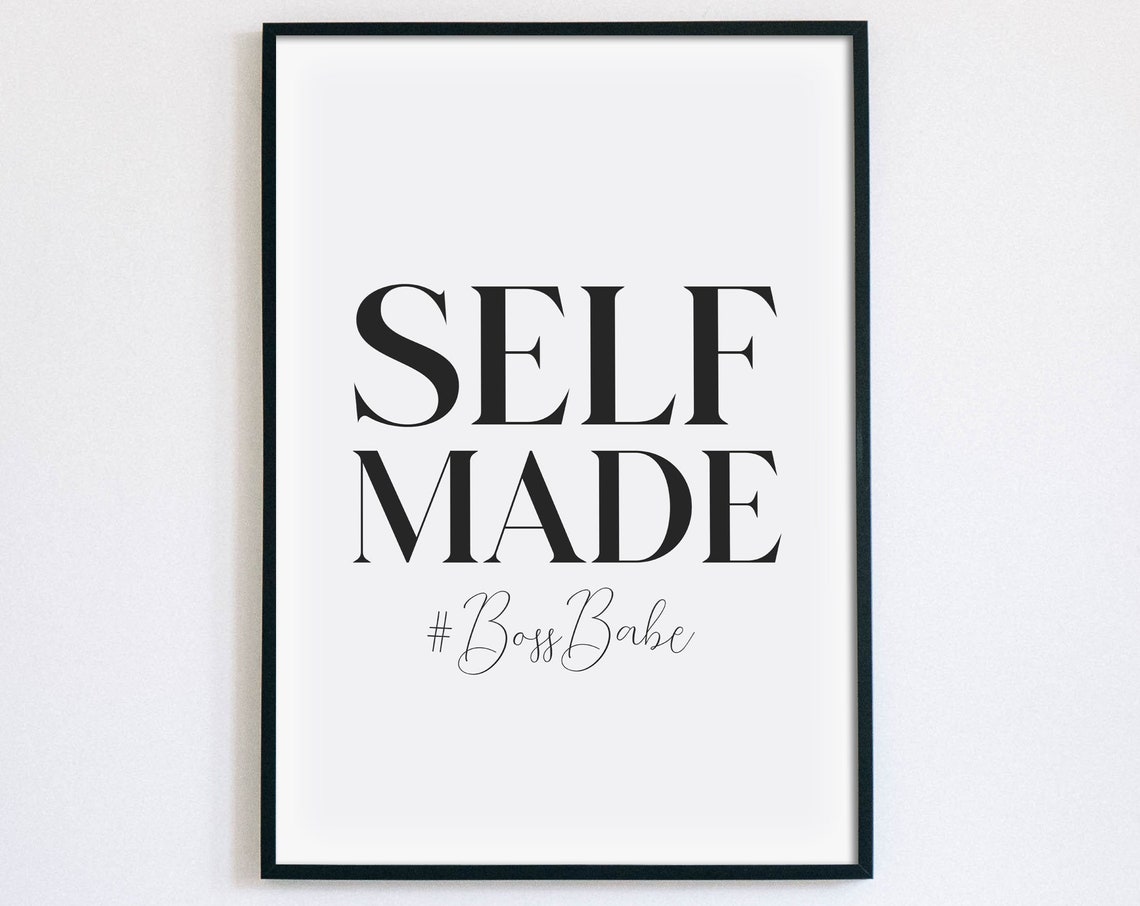 Self Made Boss Babe Office Quote Feminist Girl Boss Poster Decor