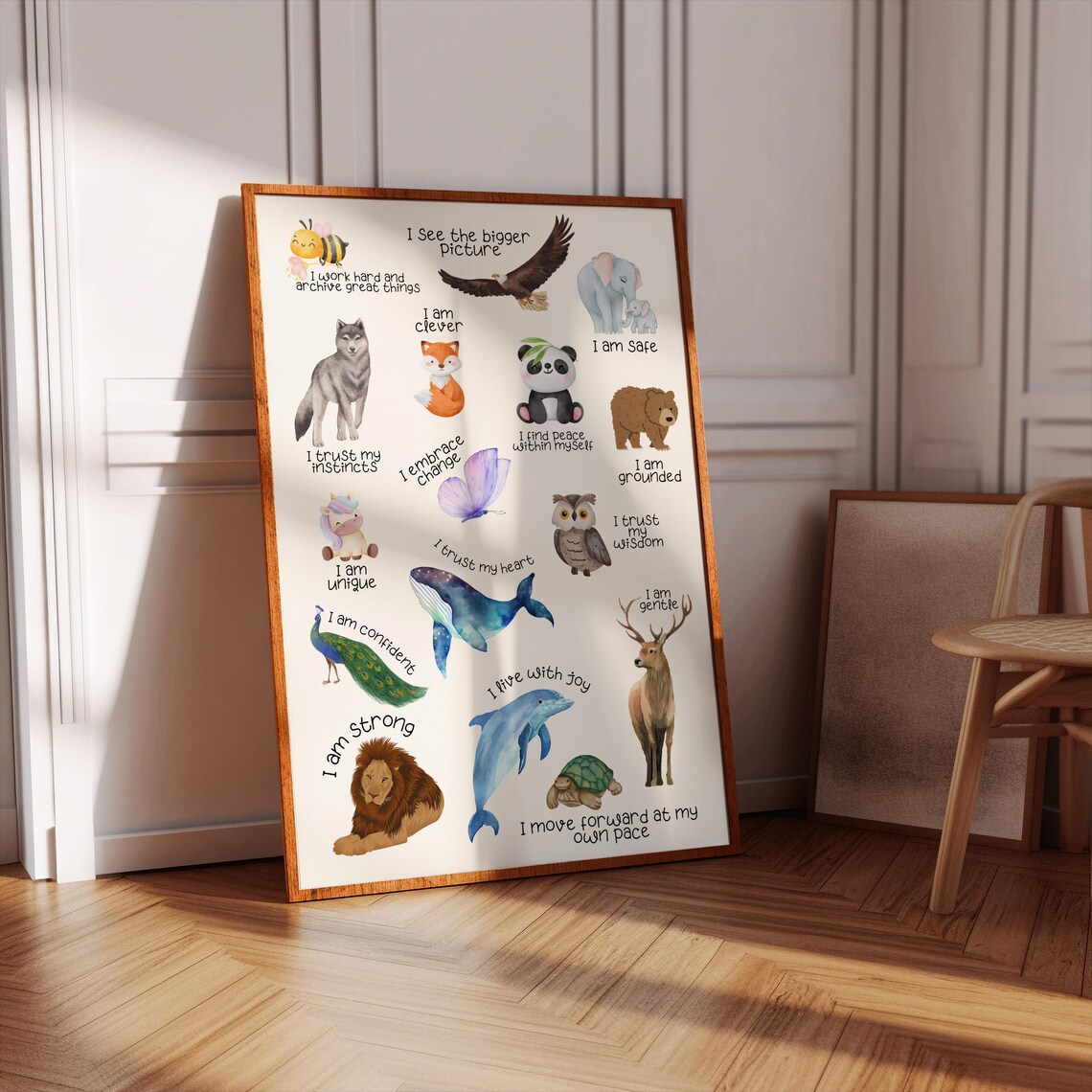 Kids Affirmation Montessori Animal Art Poster - Image 2