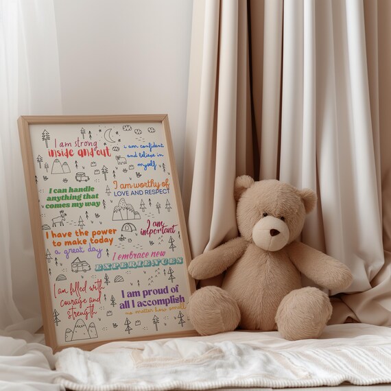 I Am Strong Inside And Out Nature Doodle Kids Confidence Poster