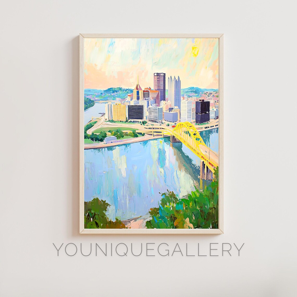 Pittsburgh Pennsylvania Skyline, Travel Poster Art Print
