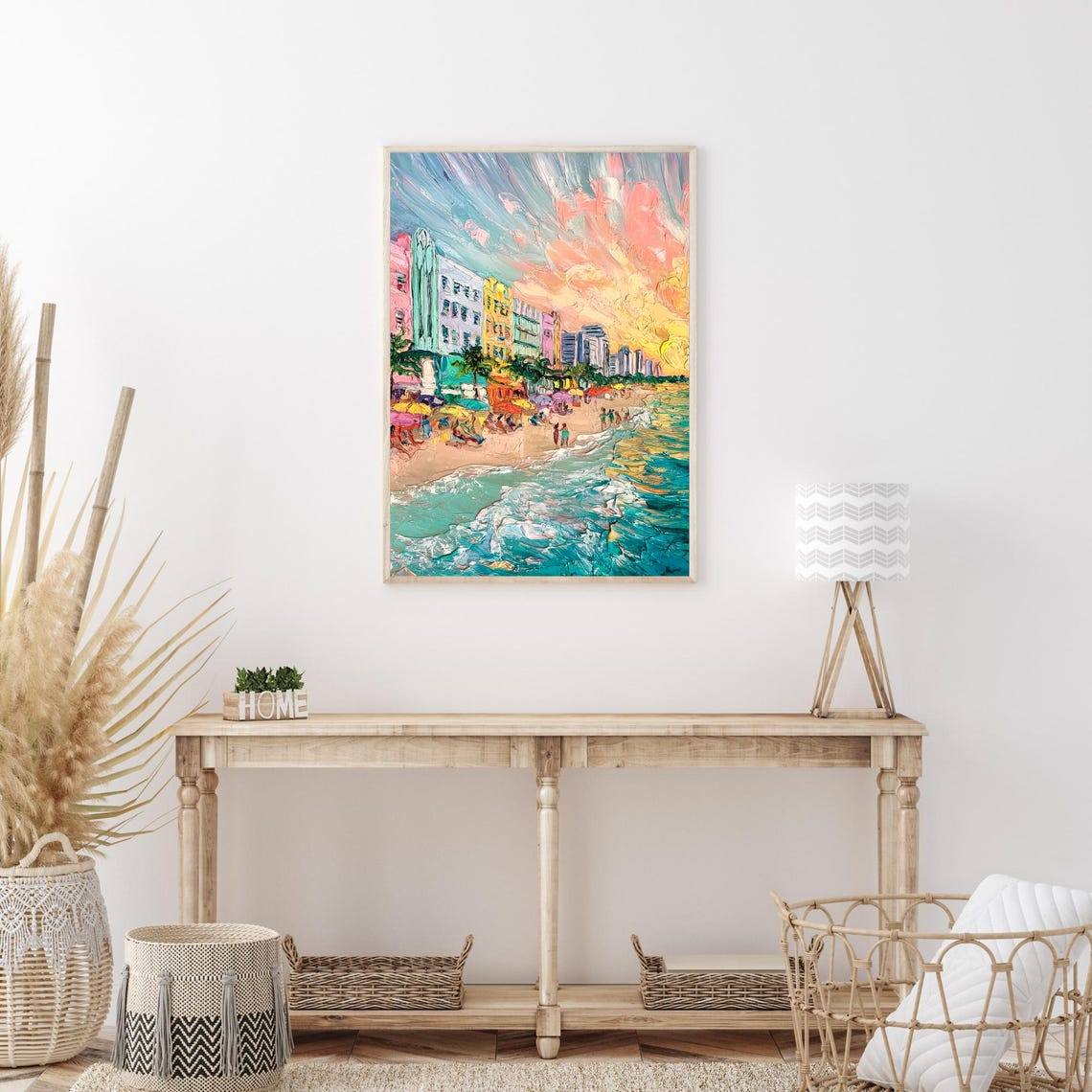 Miami South Beach Ocean Drive Art Deco Sunset Beach Umbrellas Poster - Image 3