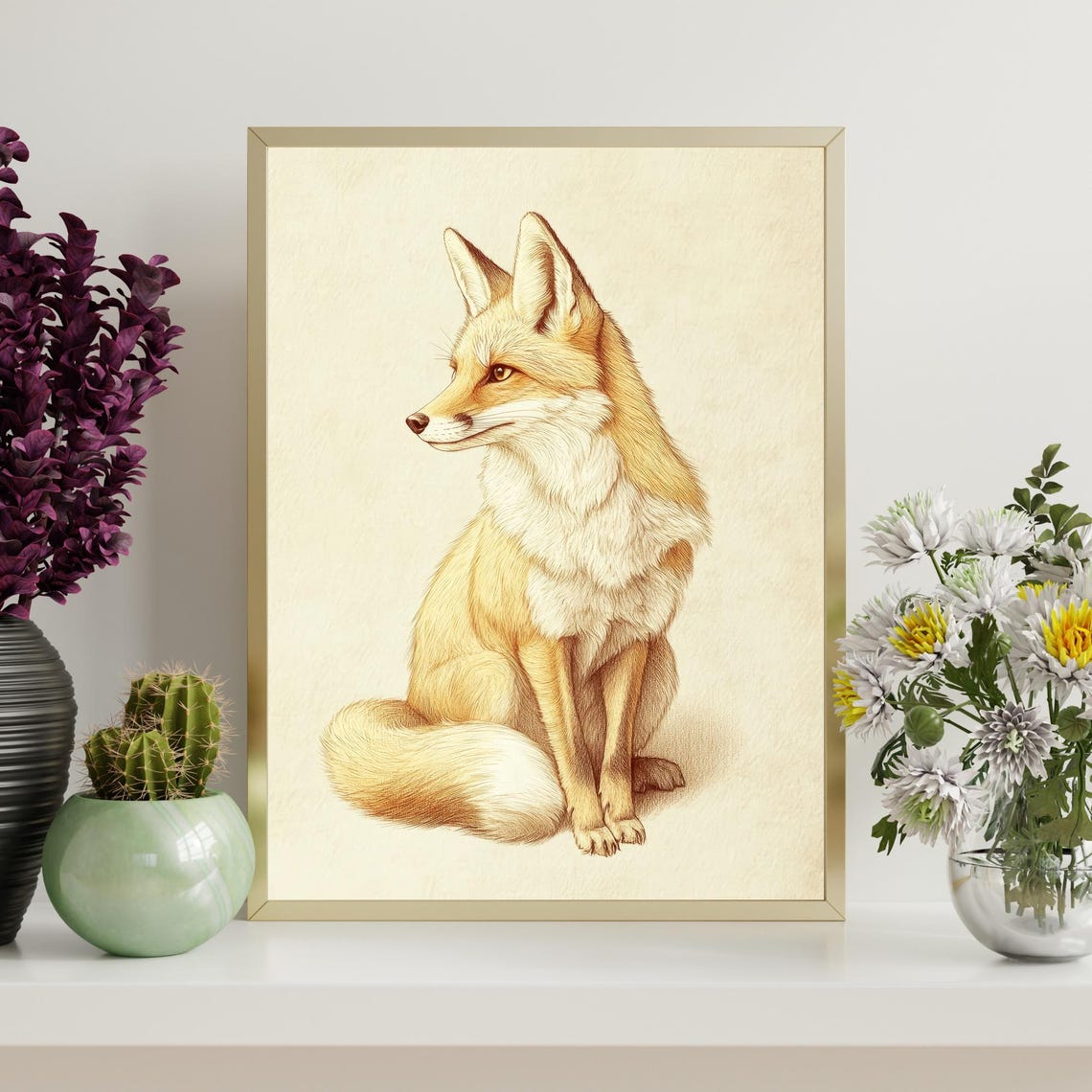 Fox Wall Art Watercolor Fox Woodland Animal Poster Minimalist Nature Decor Fox Lover Gift Rustic Home Print - Image 4