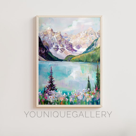 Banff National Park Moraine Lake Turquoise Mountain Painting Poster