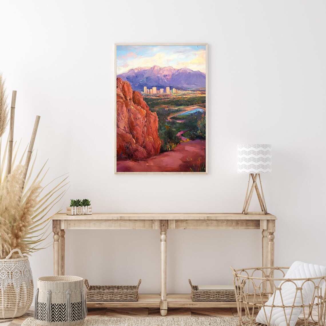 Colorado Springs Red Rock Mountain Cityscape Oil Painting Poster - Image 3