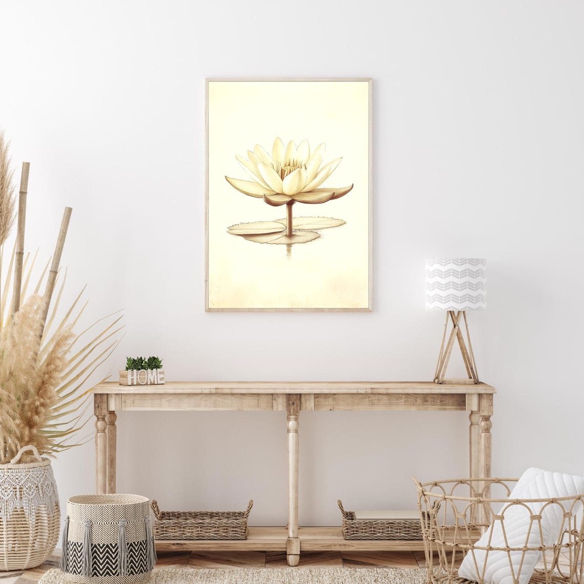 White Water Lily Botanical Illustration Minimalist Floral Poster - Image 4