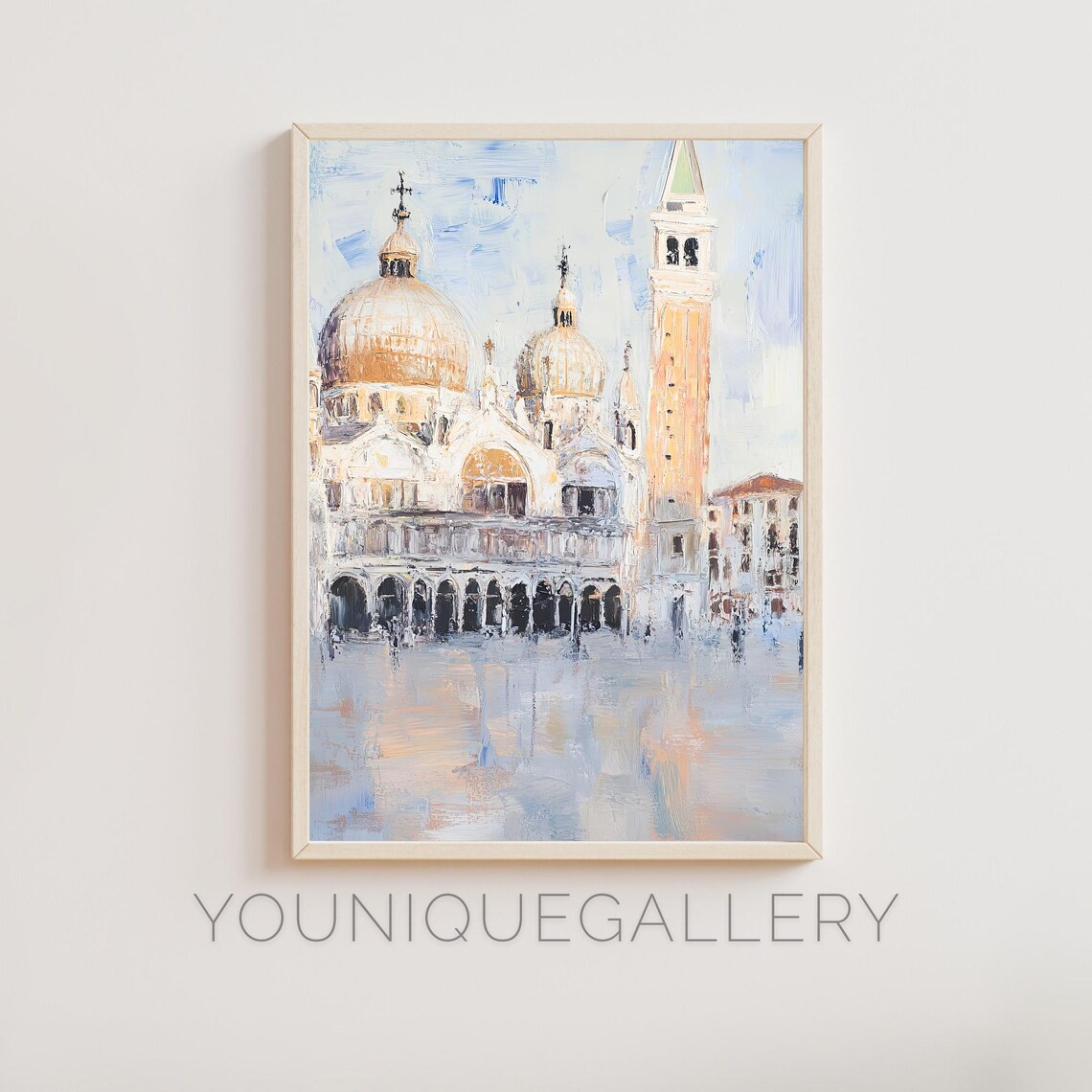 St Marks Basilica Venice Cathedral Domes Campanile Oil Painting Poster