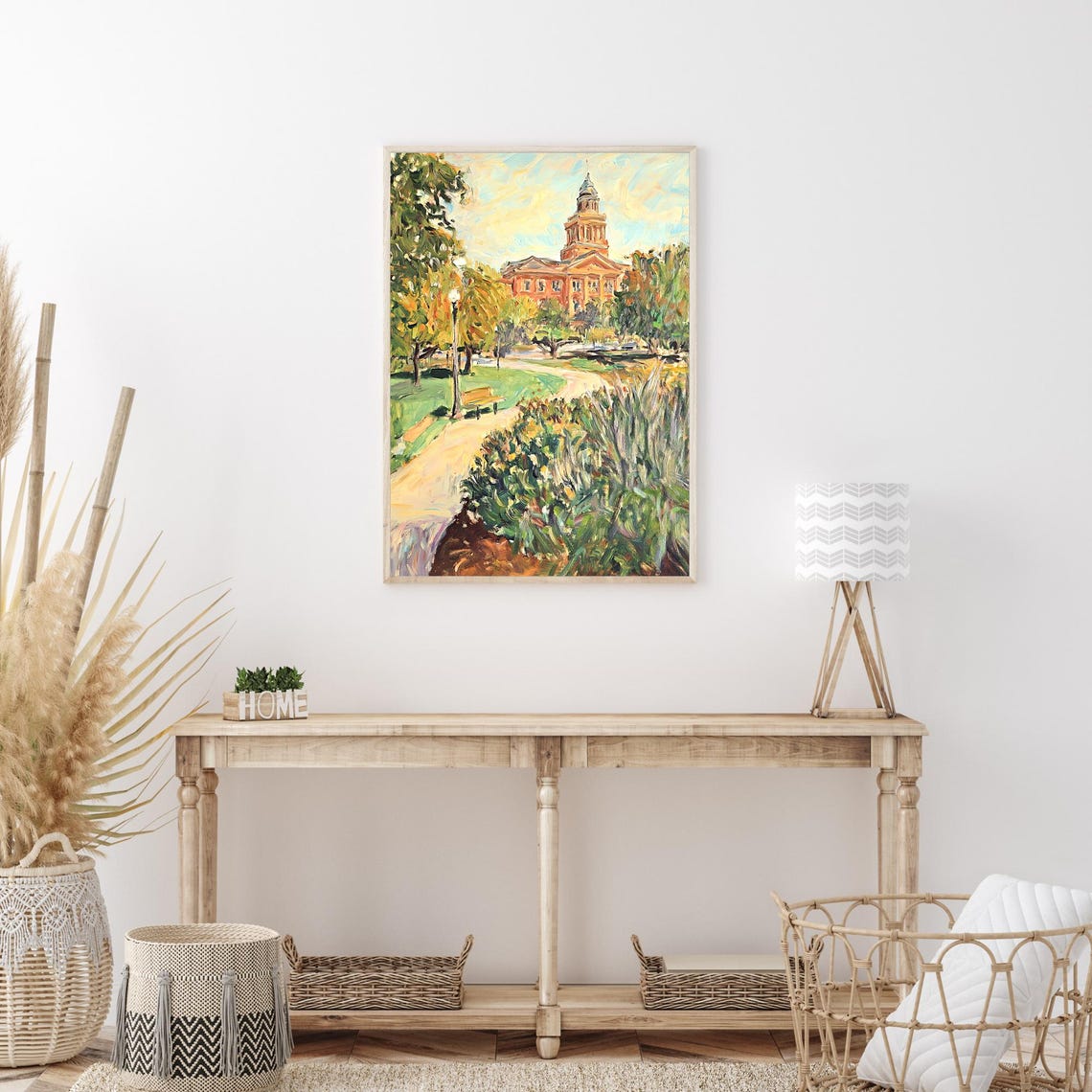 Historic Courthouse Cupola Park Garden Impressionist Oil Wall Art - Image 3