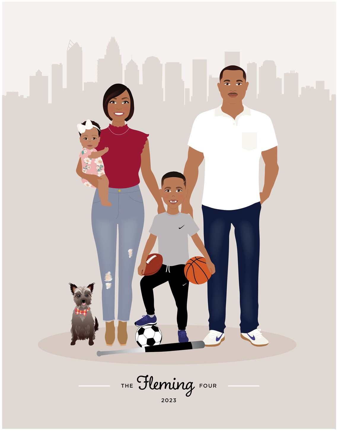 Custom Family Portrait, Additional Person Add Child - Image 5