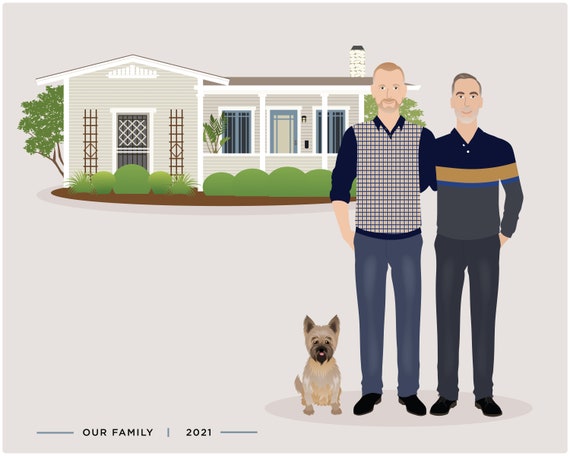 Family And Home Portrait Family Illustration Personalized Family And Home