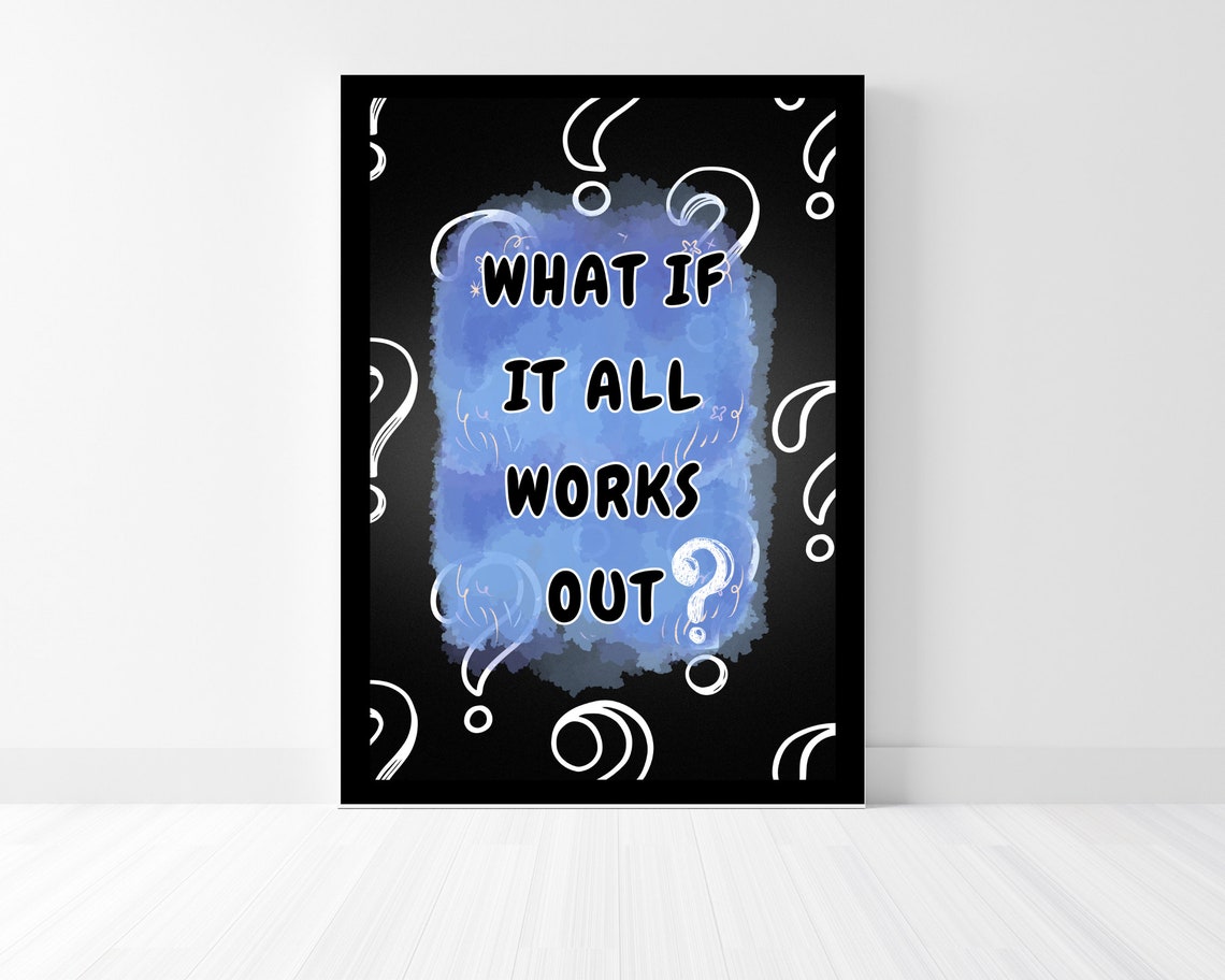 What If It All Works Out Blue Watercolor Question Mark Poster