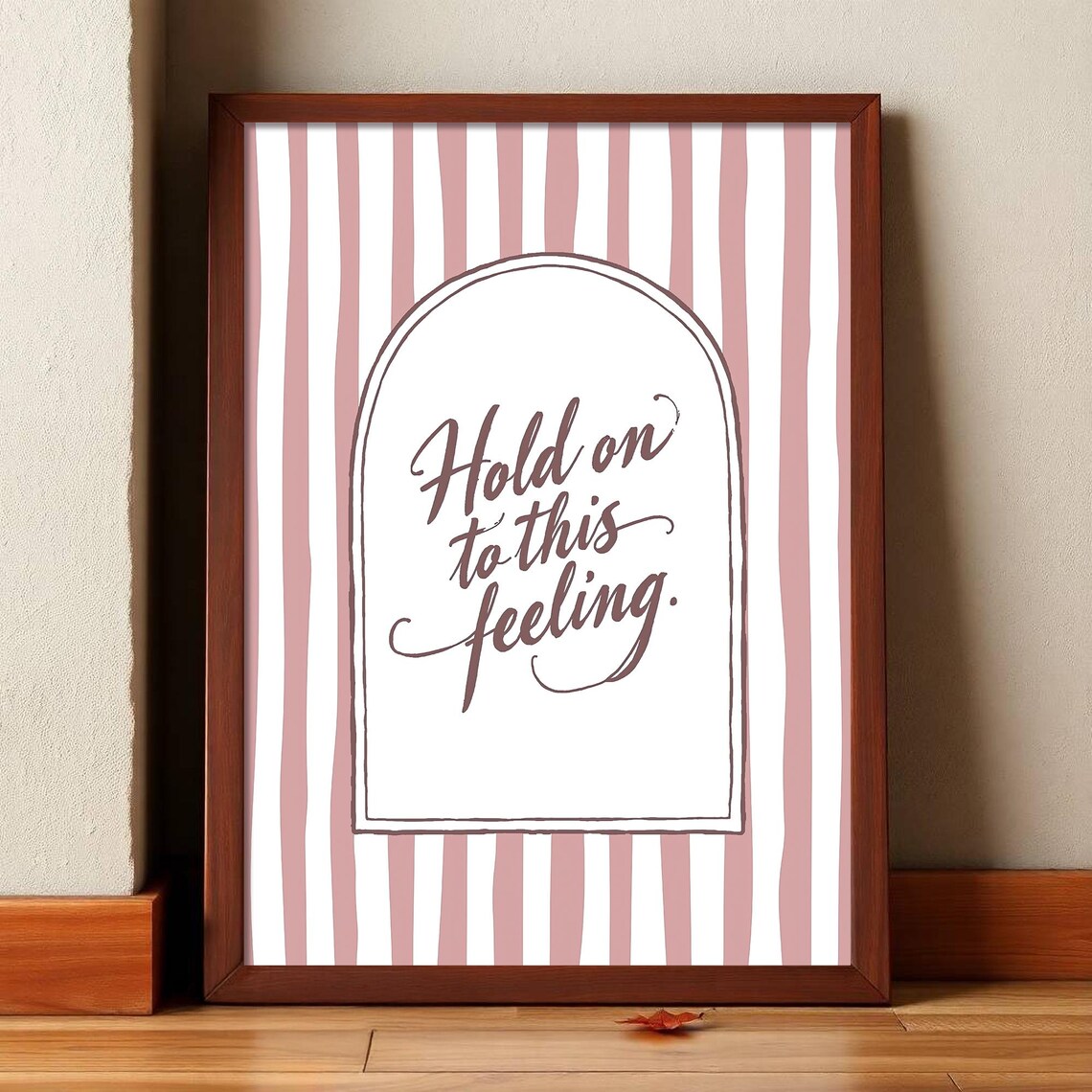 Affirmation Print Pink Wavy Stripes Modern Wall Art