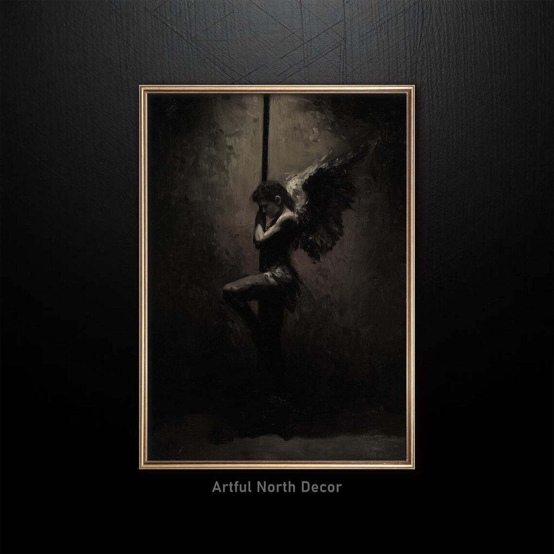 Moody Angel Pole Dance Gothic Art Print