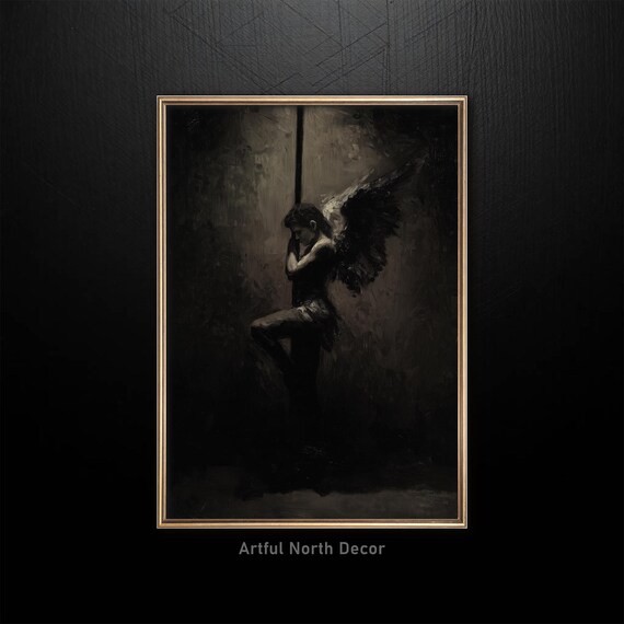 Moody Angel Pole Dance Gothic Art Print