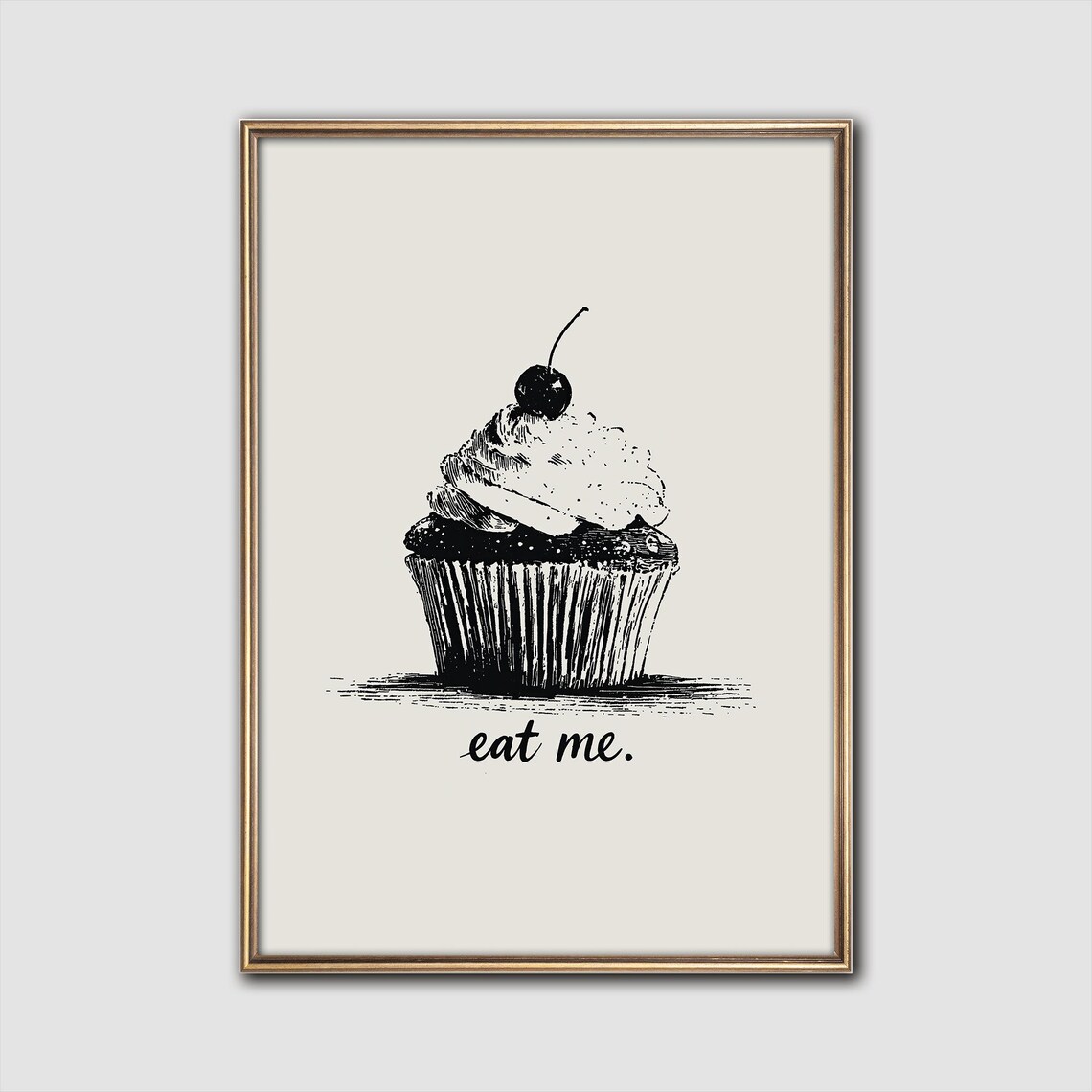 Eat Me Cupcake Bold Kitchen Quote Art Print