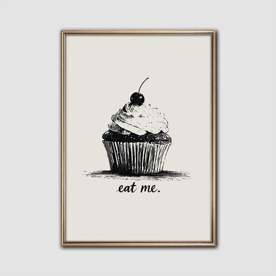 Eat Me Cupcake Bold Kitchen Quote Art Print