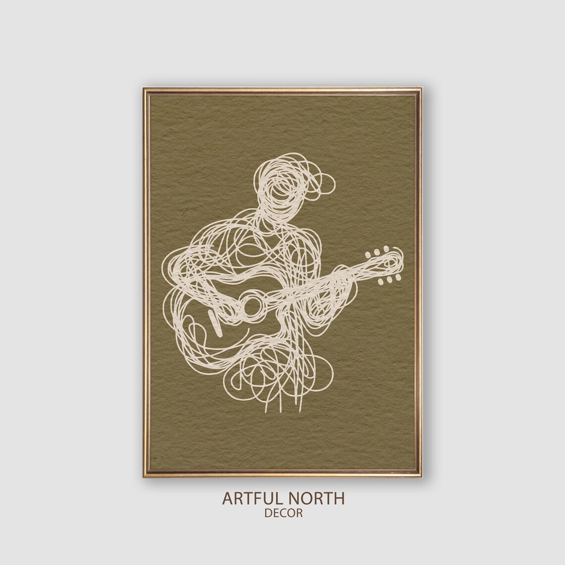 Guitar Player Scribble Art Print, Abstract