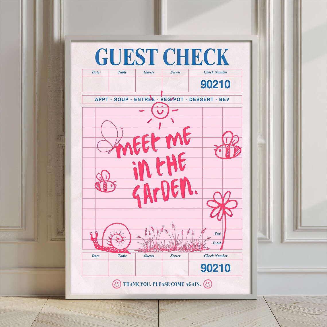 Guest Check Garden Retro Kitchen Art Print
