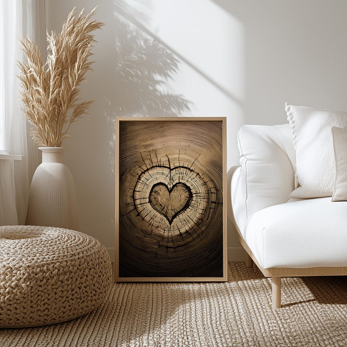 Heartwood Tree Slice Heart Rings Rustic Wood Grain Love Art Poster