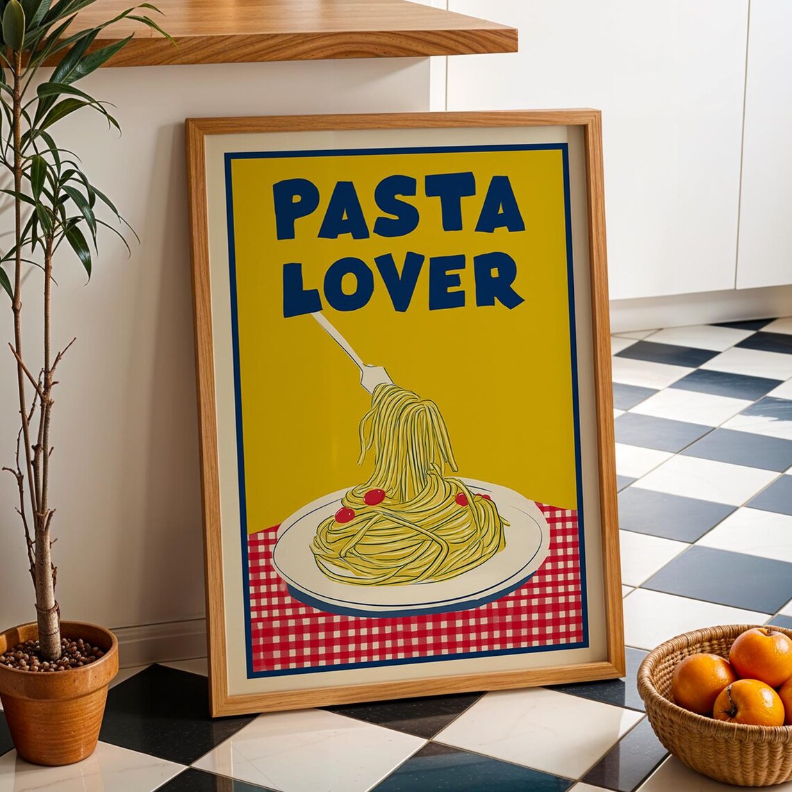 Pasta Lover Retro Italian Spaghetti Kitchen Funny Food Poster