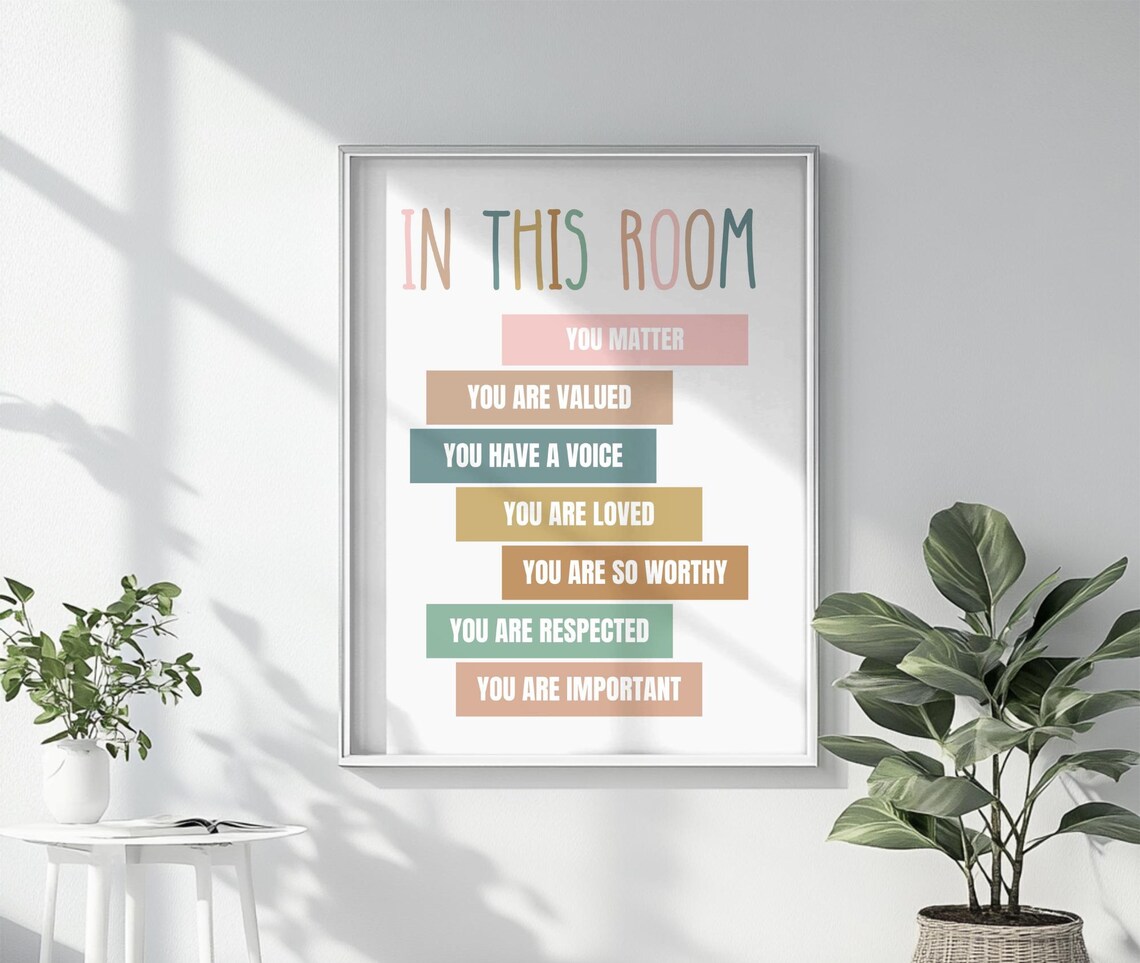 In This Room, Classroom Rules Kids Nursery Art - Image 2