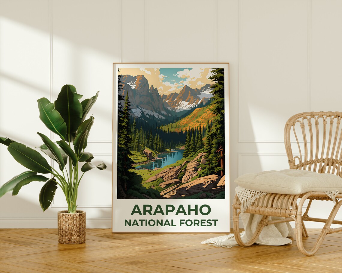 Arapaho National Forest Alpine Lake Snowy Peaks Colorado Travel Poster - Image 2