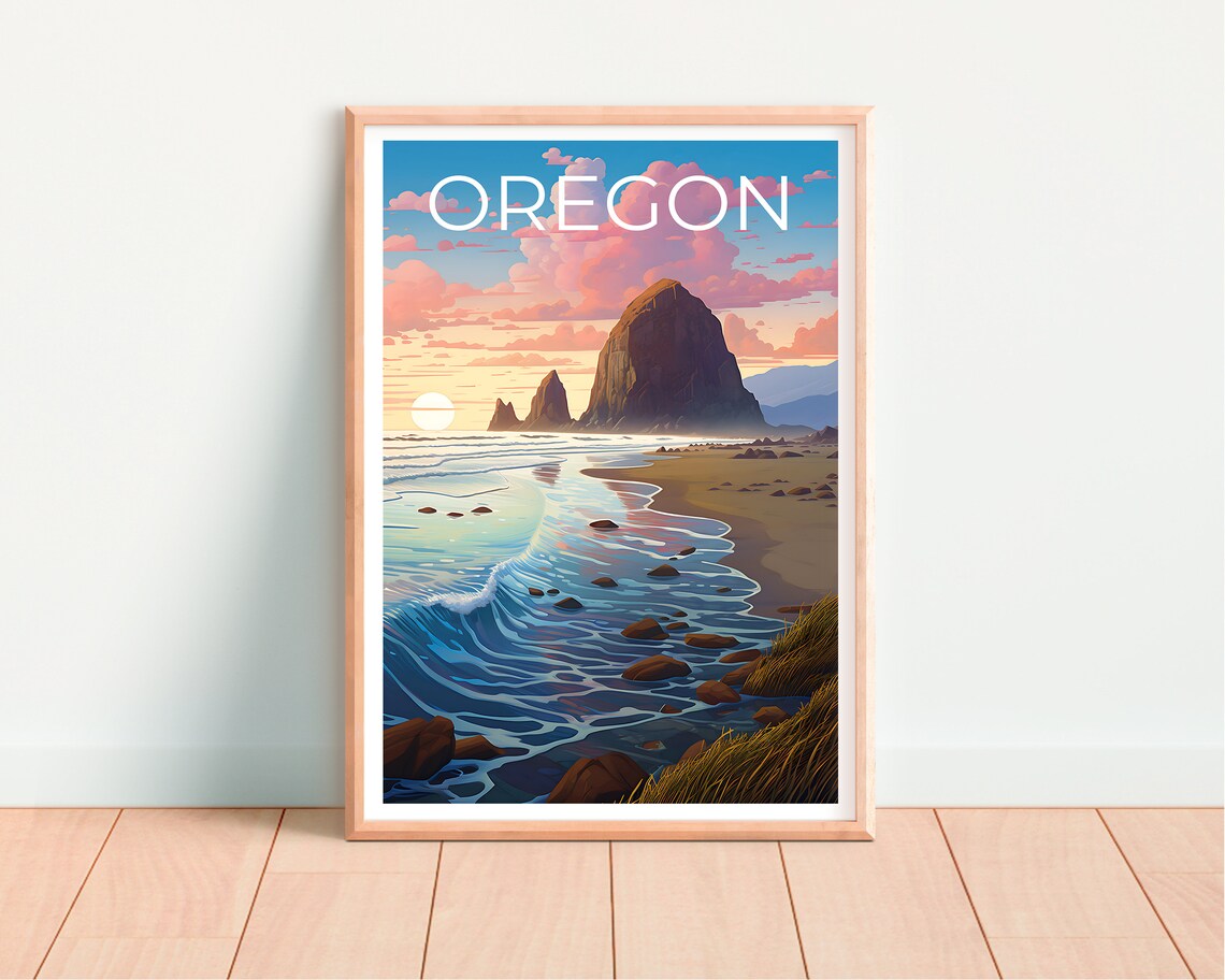 Oregon Coast Travel Poster, Coastal Landscape Art Print - Image 4