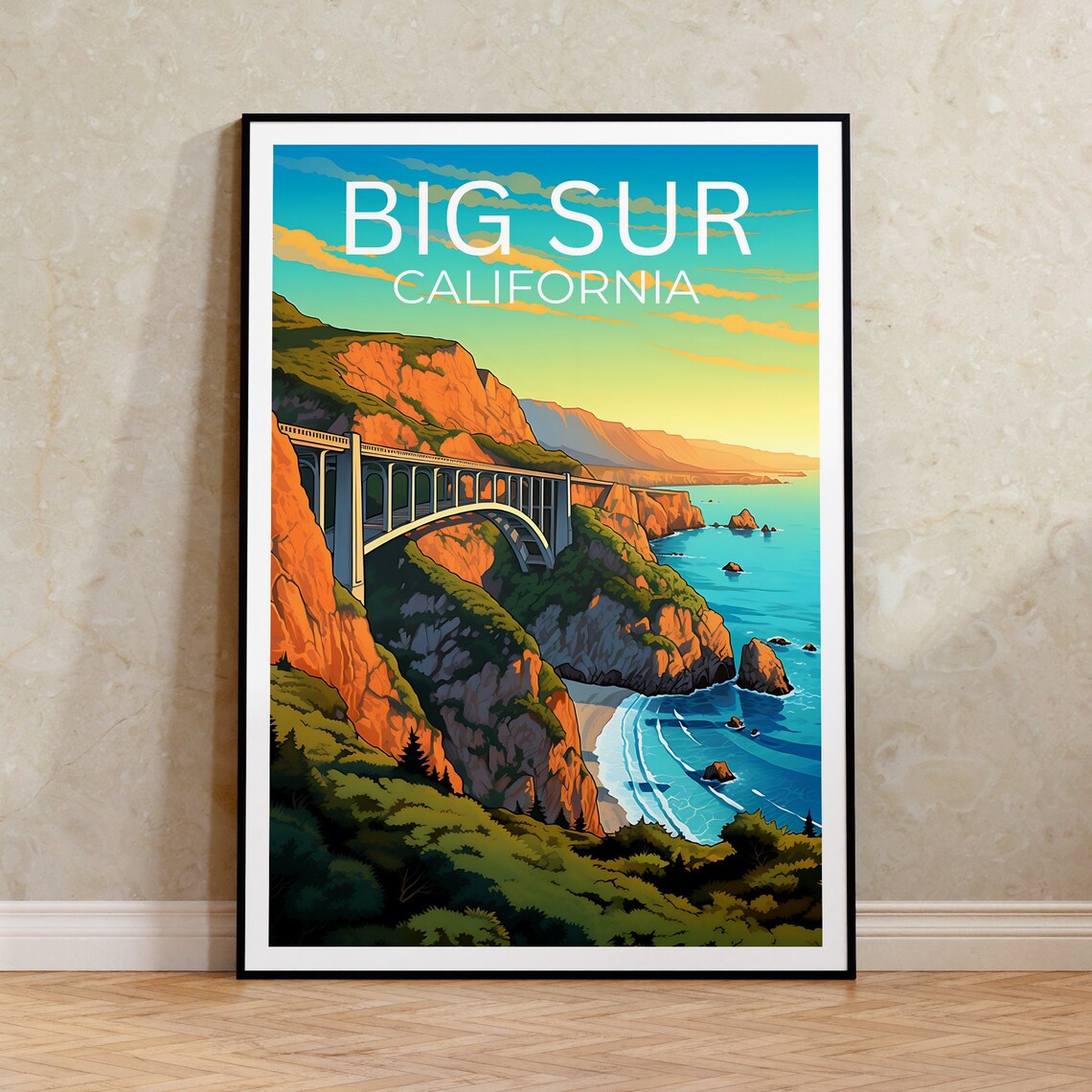 Big Sur California Travel Poster, Nature Art Print