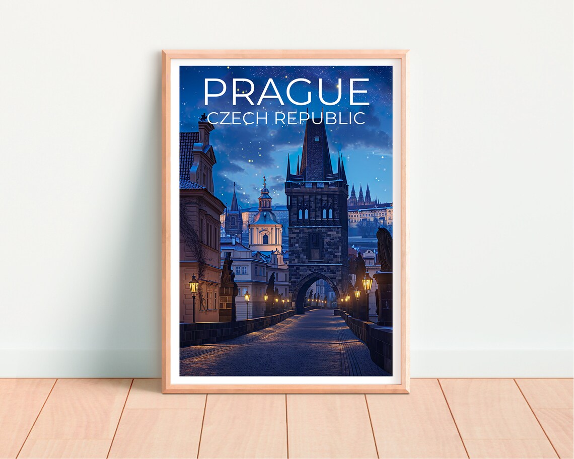 Prague Travel Poster, Charles Bridge Art Print - Image 4