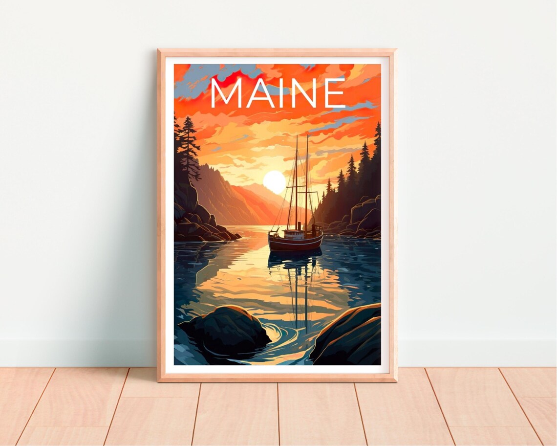 Maine Travel Poster, New England Travel Poster - Image 4