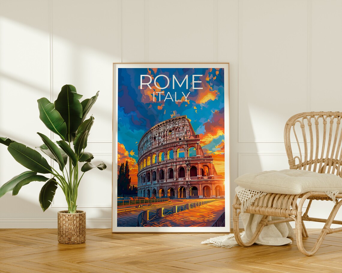 Colosseum Travel Poster, Rome Landmark Wall Art Print - Image 2