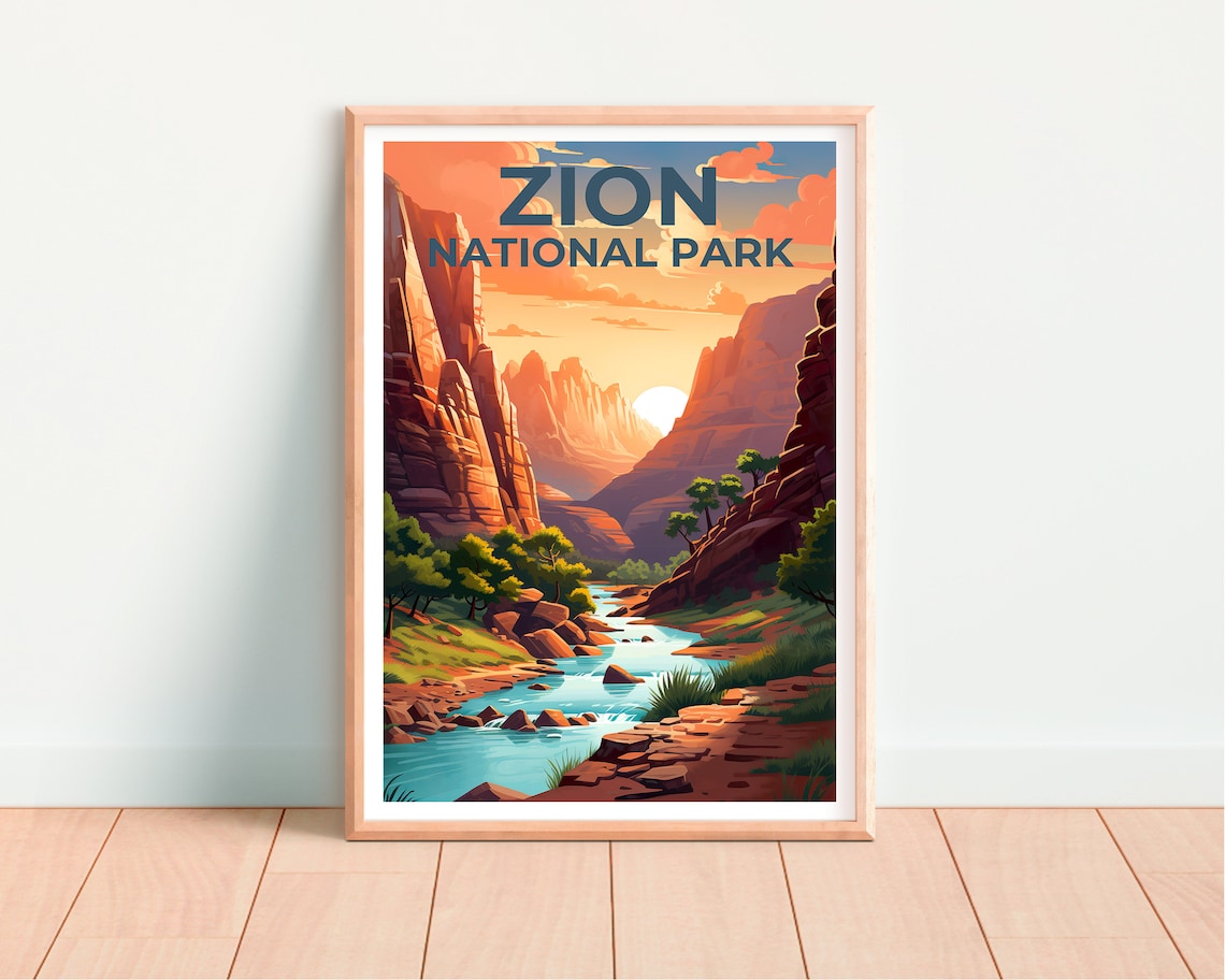 Zion National Park Travel Poster, Utah Art Print - Image 4