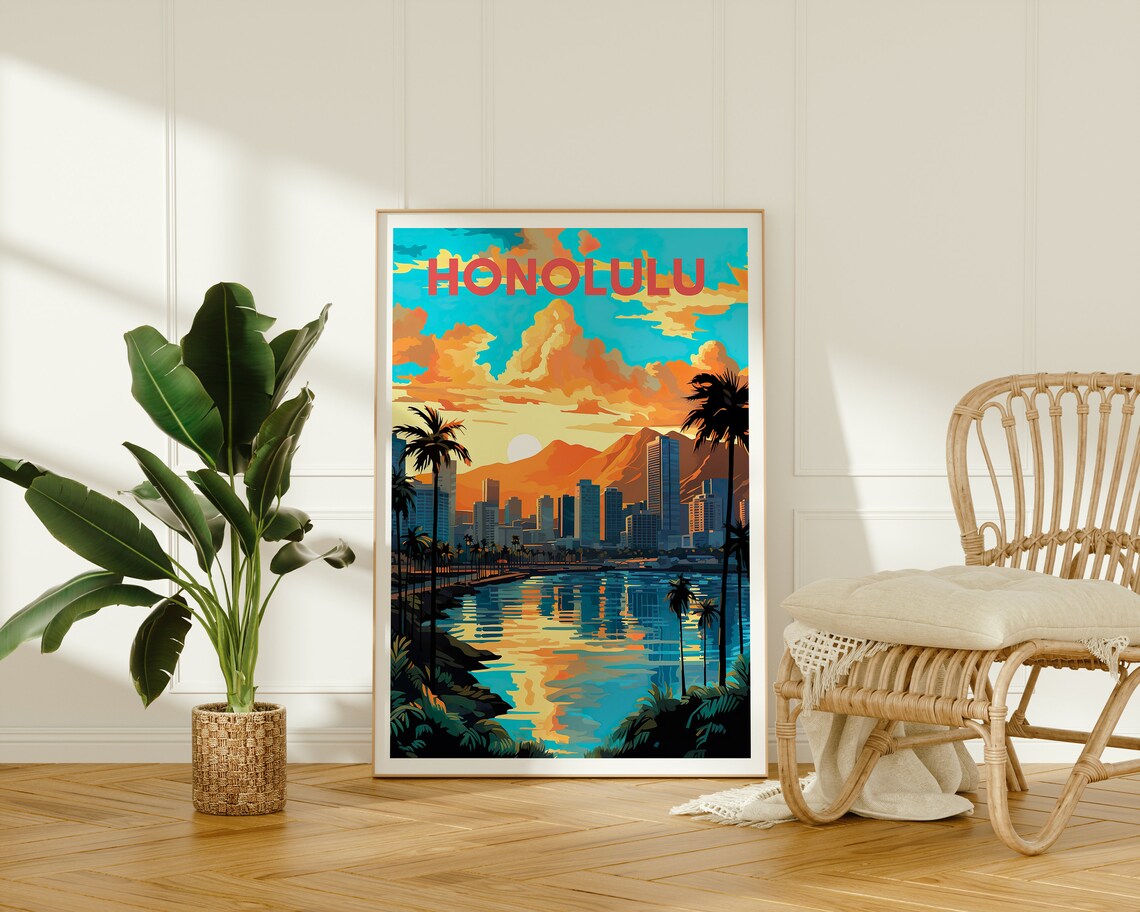 Honolulu Travel Poster, Hawaii City Art Print - Image 2