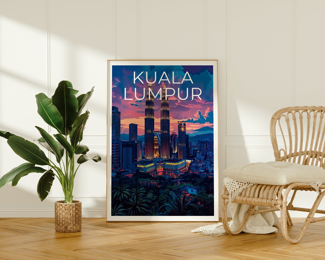Kuala Lumpur Malaysia Petronas Towers Night Skyline City Poster - Image 2