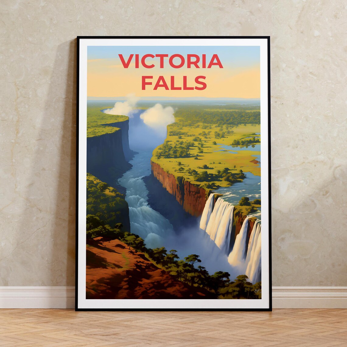 Victoria Falls Travel Poster, Africa Wall Art