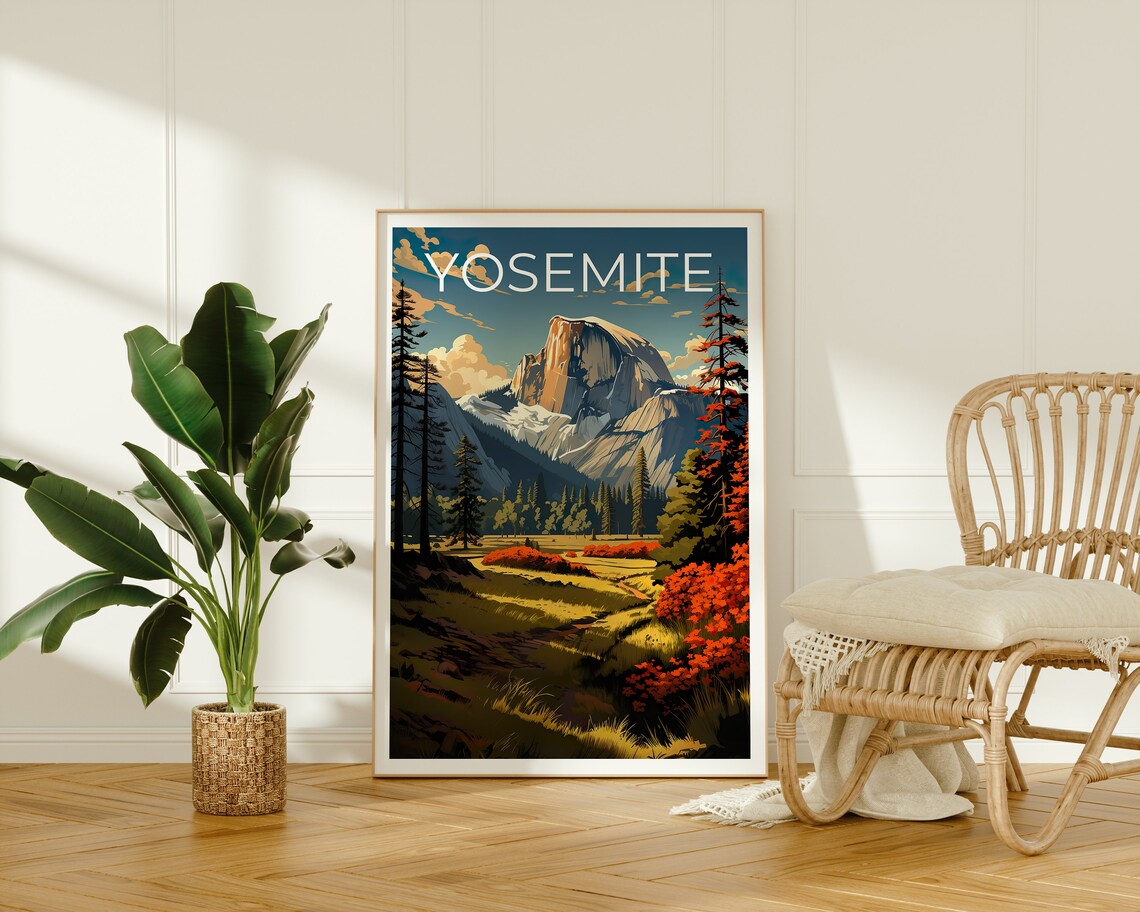 Yosemite Half Dome Travel Poster, National Park Art - Image 2