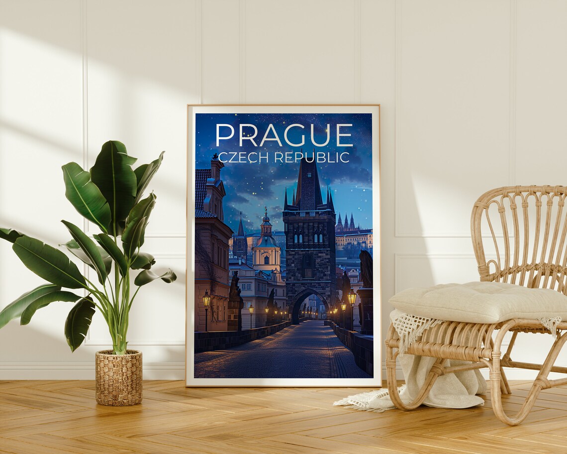 Prague Travel Poster, Charles Bridge Art Print - Image 2