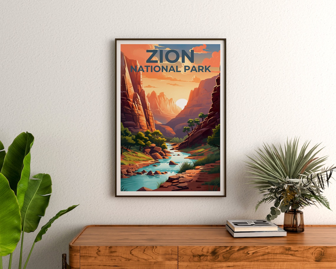Zion National Park Travel Poster, Utah Art Print - Image 3