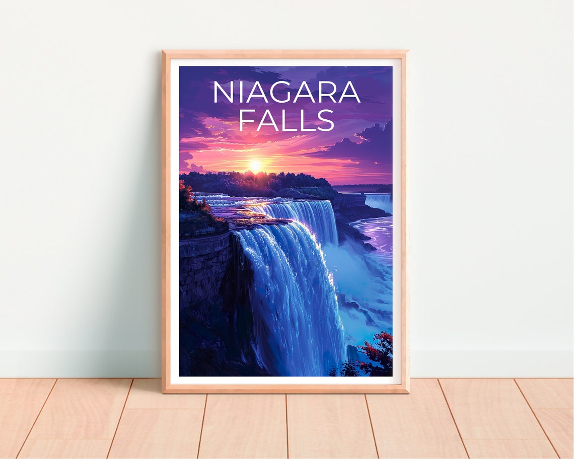 Niagara Falls Horseshoe Falls Sunset Waterfall View Travel Poster - Image 4