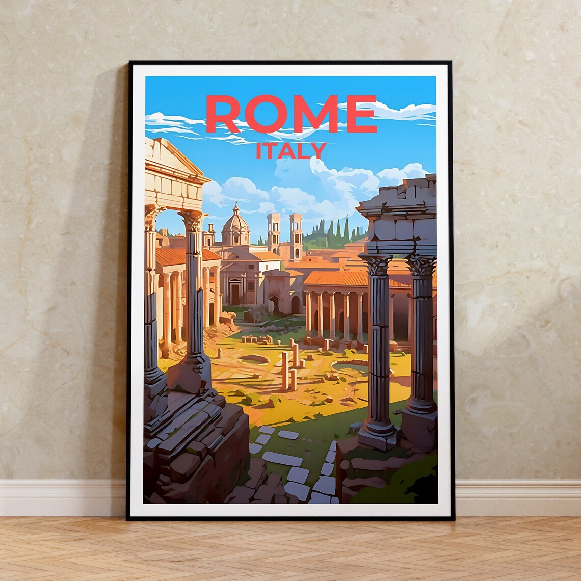 Rome Travel Poster, Roman Forum City Art Print