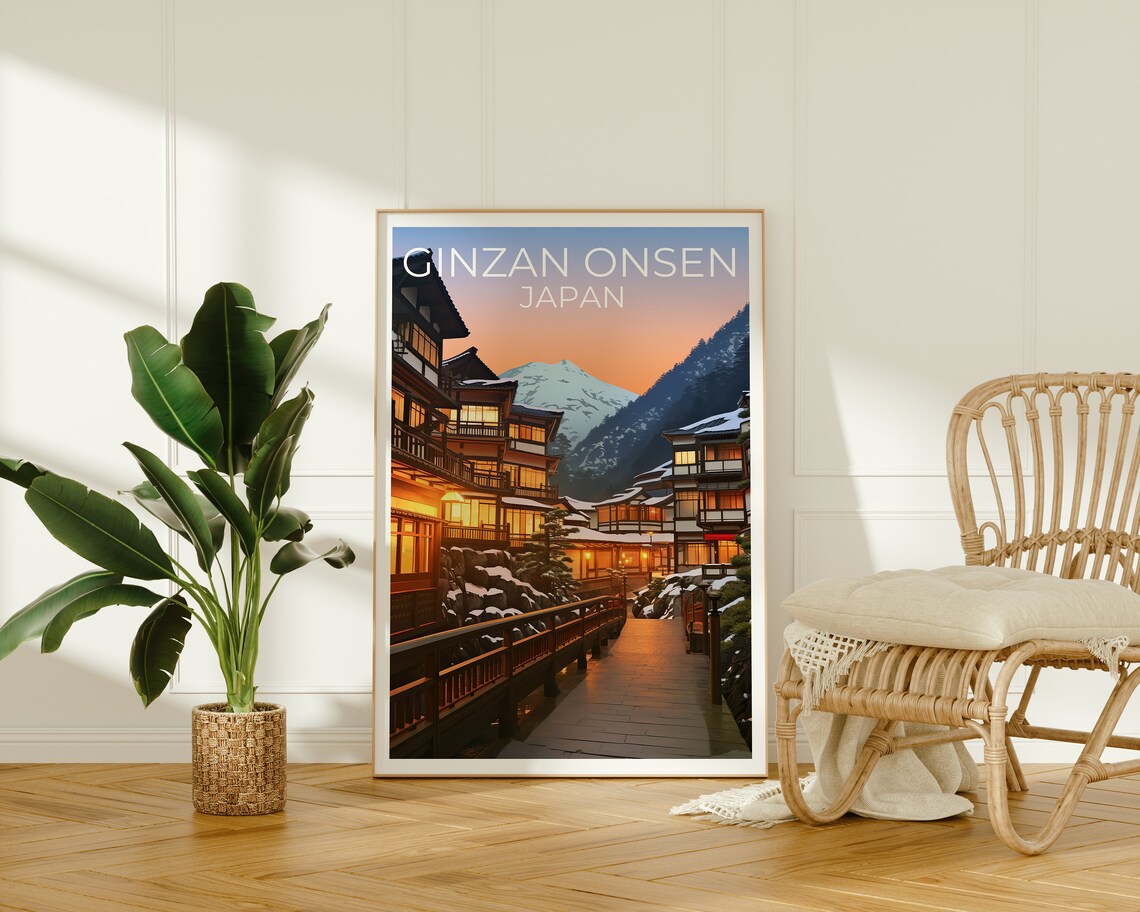 Ginzan Onsen Travel Poster, Japan Wall Art Print - Image 2