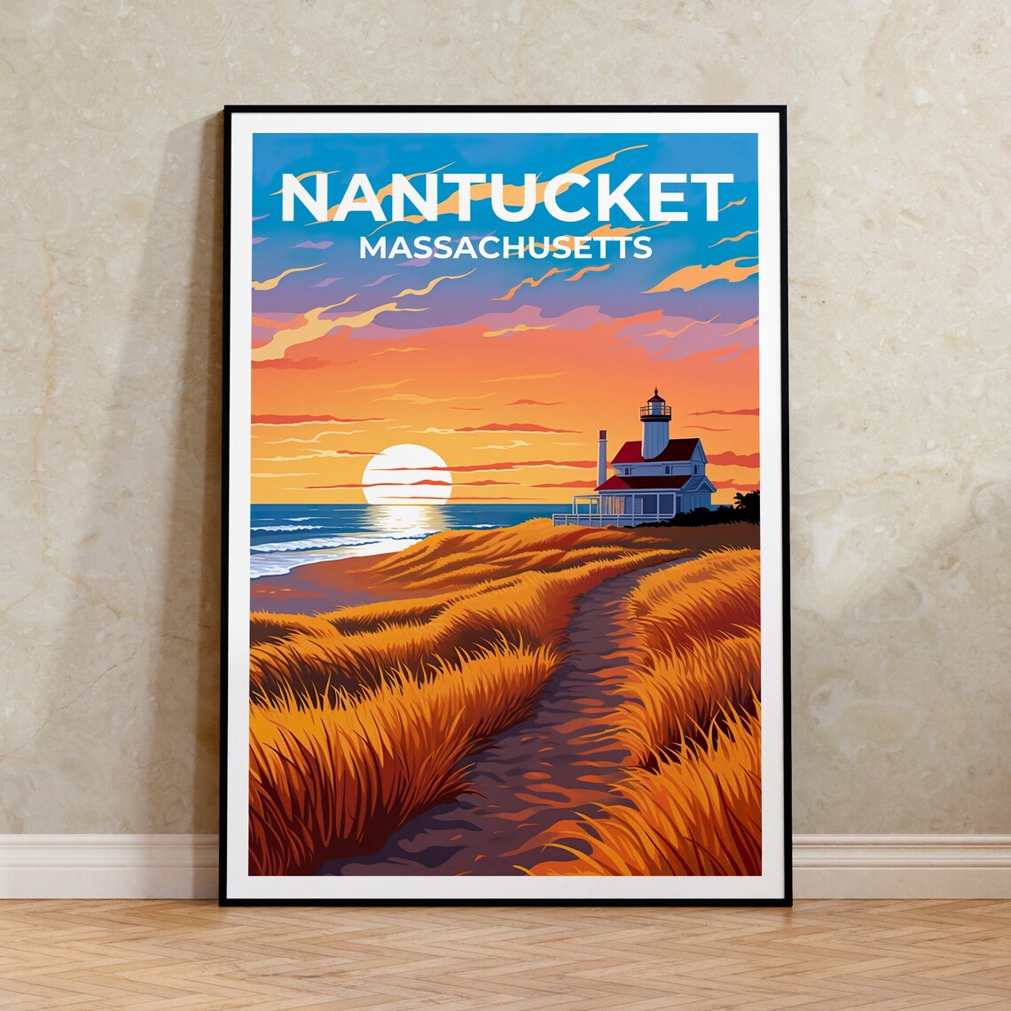 Nantucket Travel Poster, Massachusetts Art Print