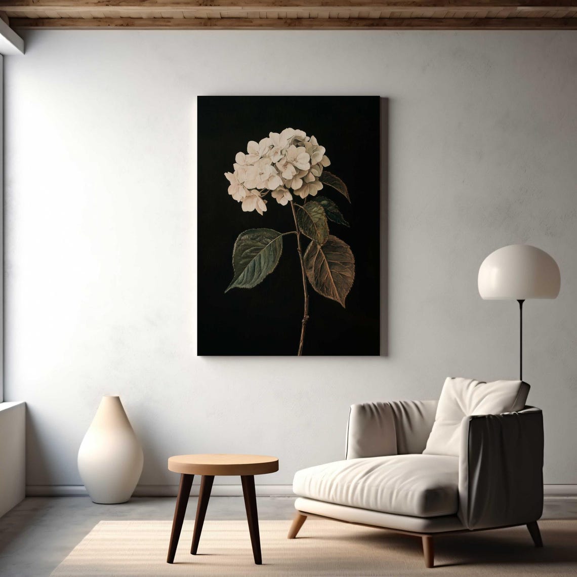 Dark Academia White Hydrangea Floral Botanical Cottagecore Art Poster - Image 5