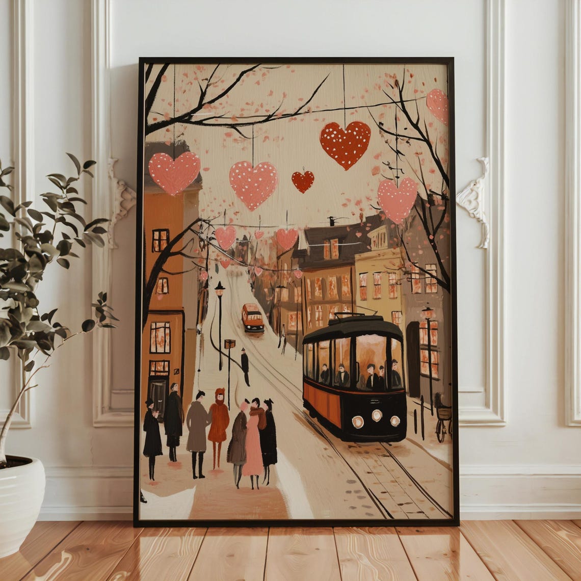 Cute Valentines Day Wall Art Retro Valentines Day Art Valentines Day Painting Romantic Valentine - Image 5