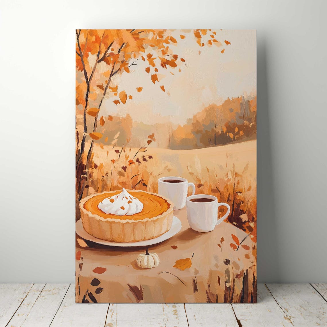 Fall Thanksgiving Wall Art Thanksgiving Decor Warm Tone Cottagecore Cute Pumpkin Pie Art - Image 5