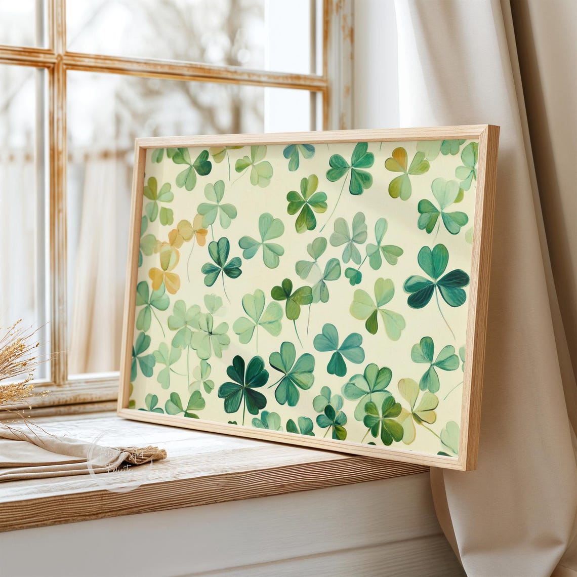 Green Lucky Clover Watercolor Botanical Saint Patricks Day Poster - Image 4