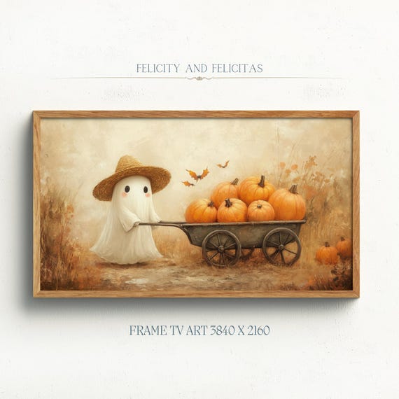 Cute Ghost Frame Tv Art Halloween Tv Art Halloween Decor Warm Tone Cottagecore Decor Farmhouse Art