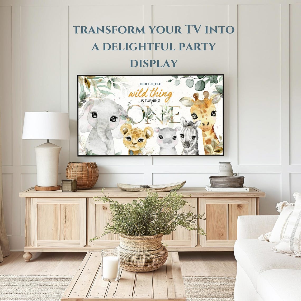 Our Little Wild Thing Is Turning One Safari Animals Sign Poster - Image 3
