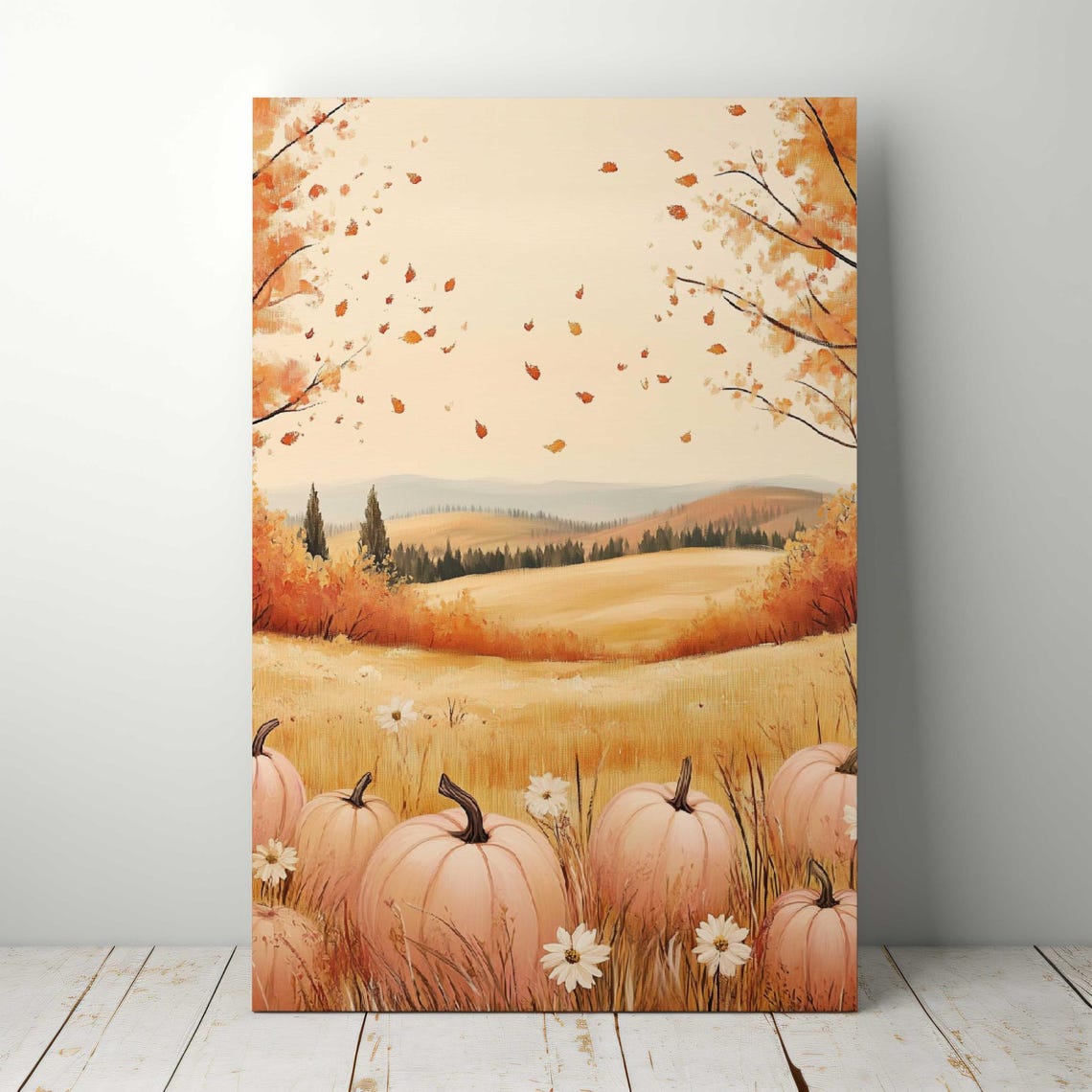 Fall Thanksgiving Wall Art Thanksgiving Decor Warm Tone Cottagecore Cute Fall Pumpkin Art - Image 5