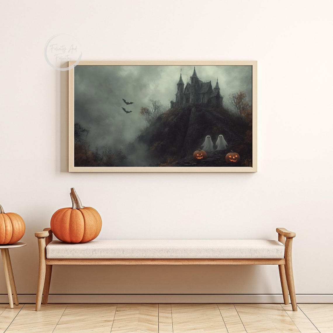 Halloween Frame Tv Art Haunted House Tv Art Phantom Manor Halloween Decor Cute Ghosts Halloween Art - Image 6