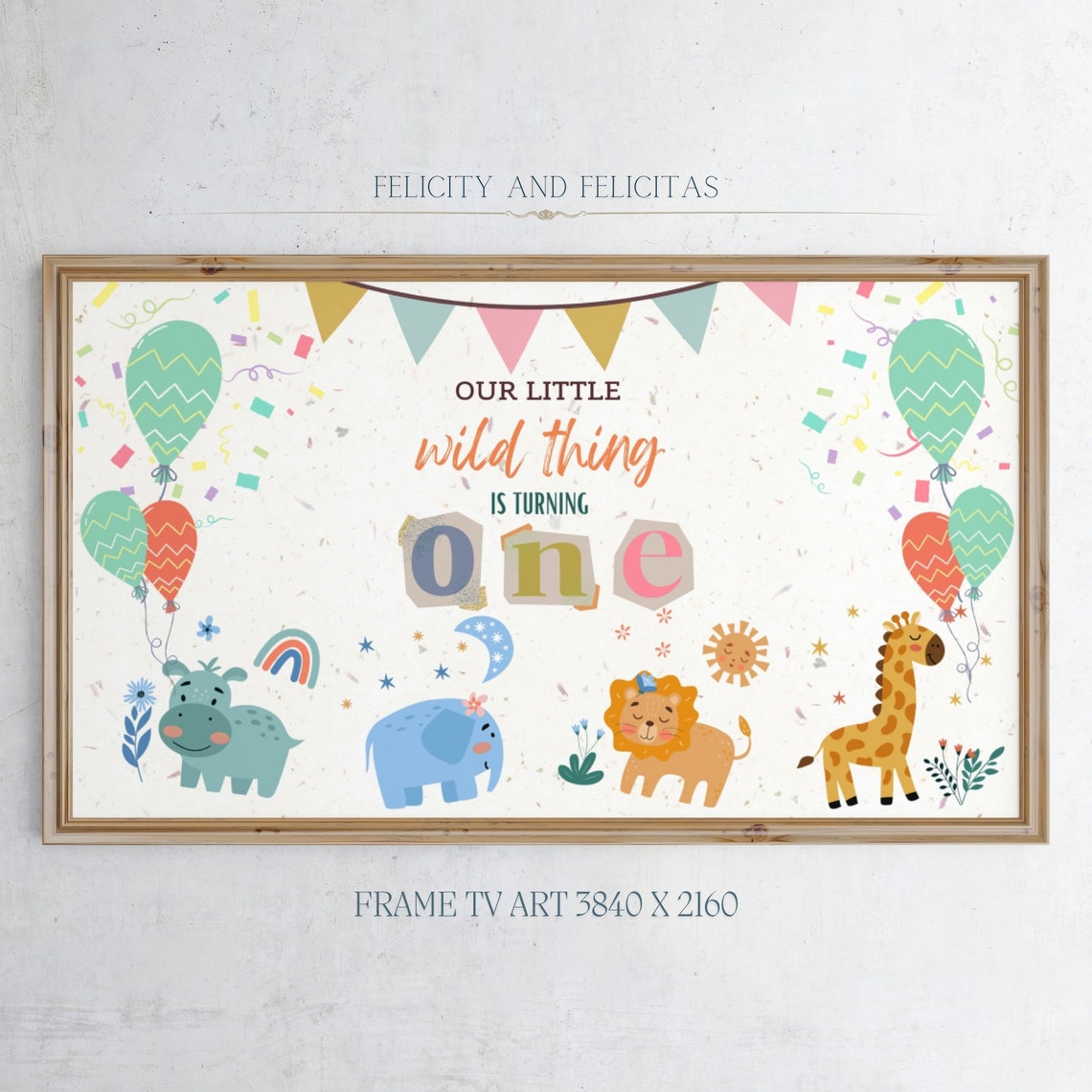 Wild Thing Safari Baby First Birthday Frame TV Art Party Poster - Image 2